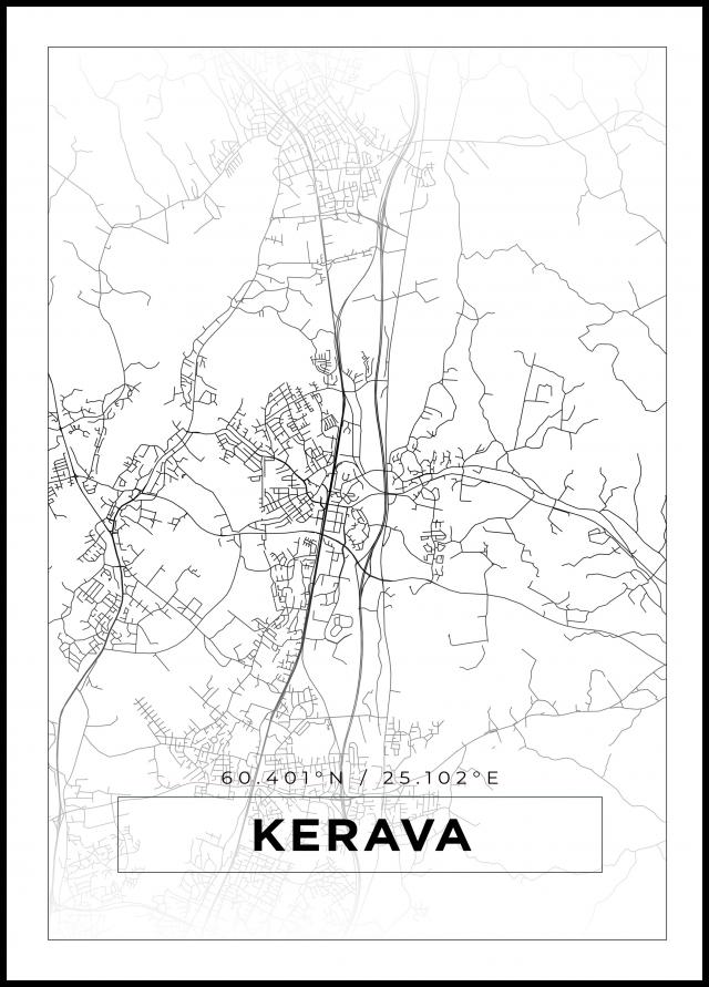 Kort - Kerava - Hvid Plakat