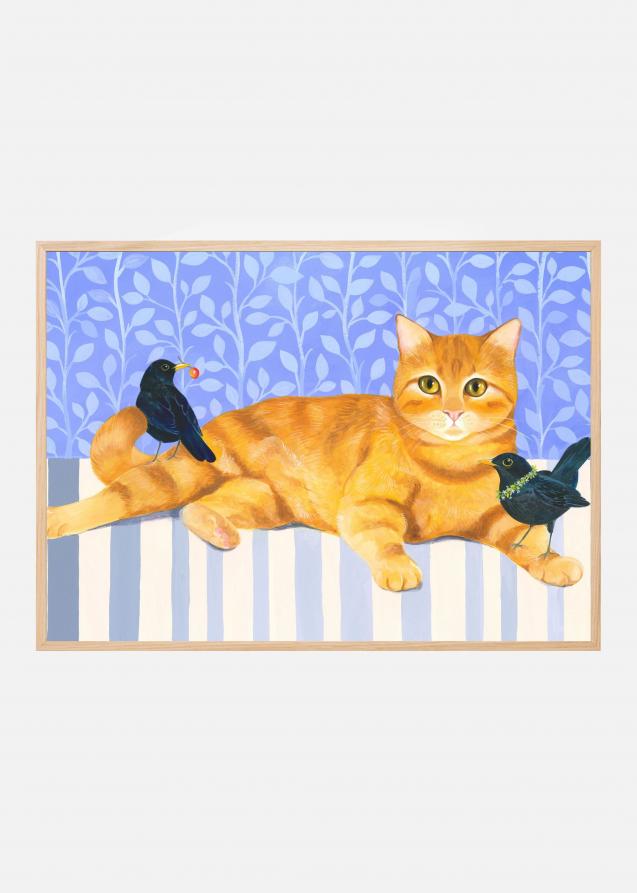 Ginger Cat and Blackbirds Plakat