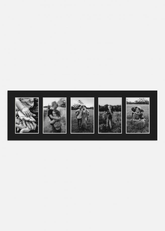 Passepartout Sort 20x60 cm - Collage 5 Billeder (9x14 cm)