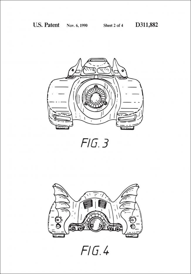 Patenttegning - Batman - Batmobile 1990 II Plakat