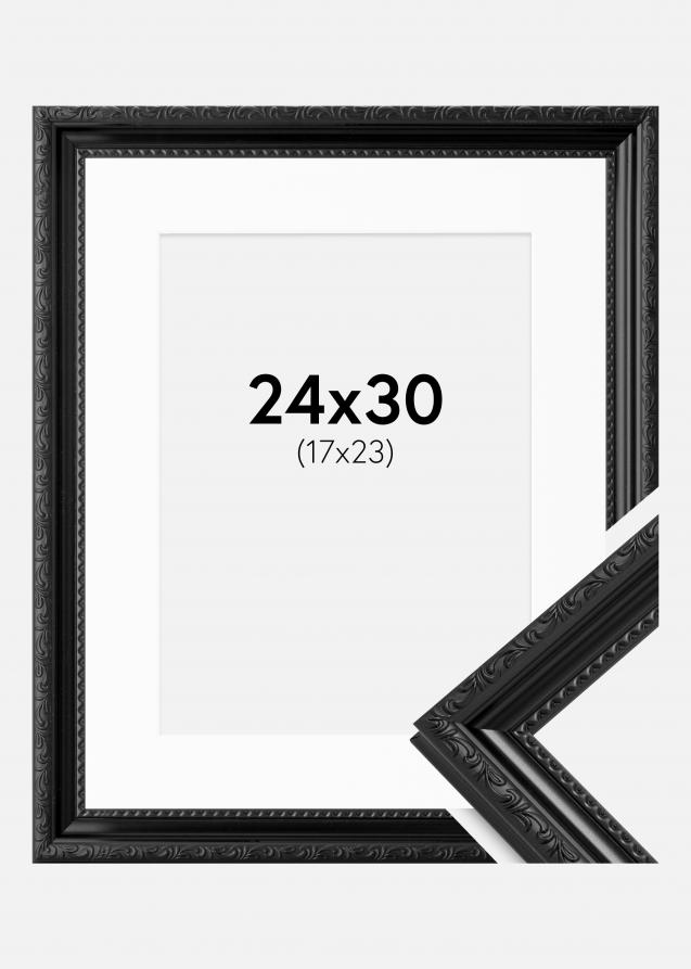 Ramme Abisko Sort 24x30 cm - Passepartout Hvid 18x24 cm