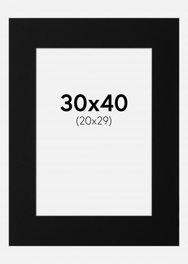 Passepartout Sort Standard (Hvid Kerne) 30x40 cm (20x29)