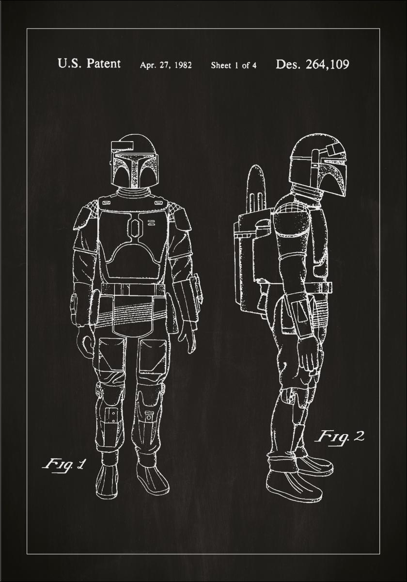Køb Patenttegning Star Wars - Boba Fett - Sort Plakat her