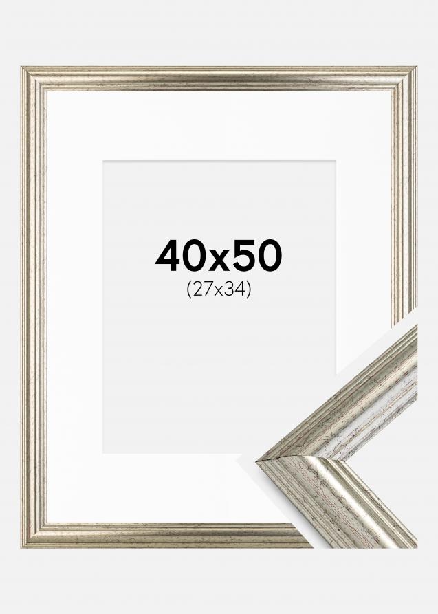 Ramme Västkusten Sølv 40x50 cm - Passepartout Hvid 28x35 cm