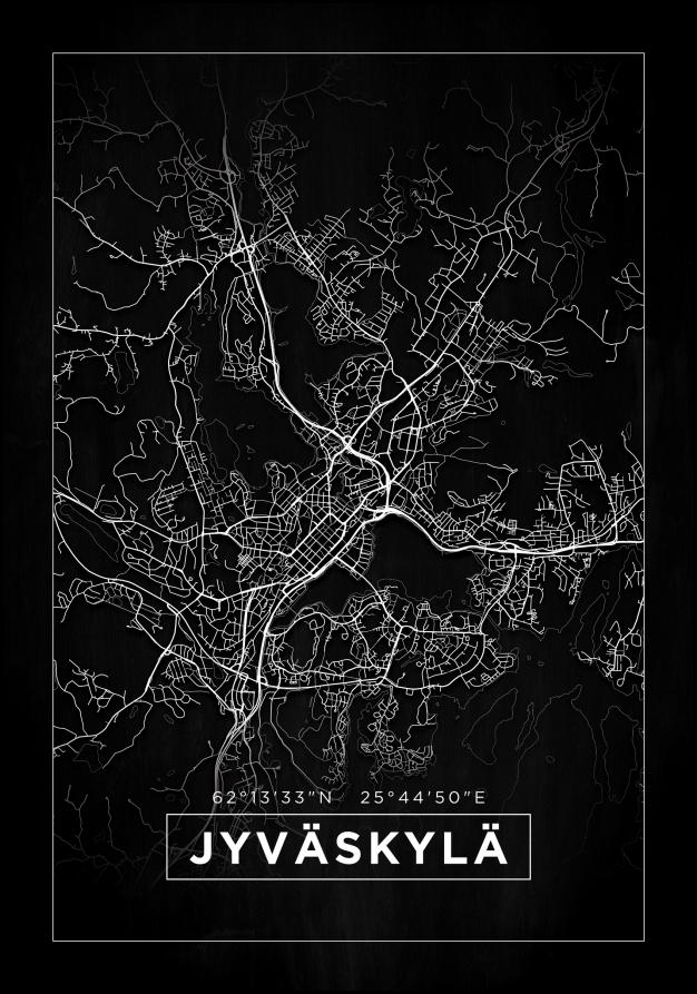 Kort - Jyväskylä - Sort Plakat