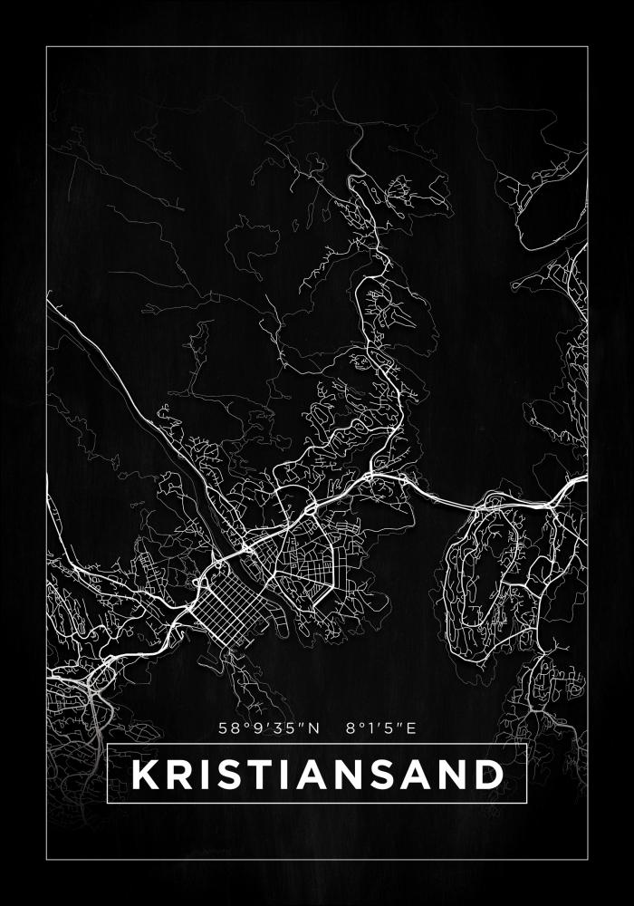 Kort - Kristiansand - Sort