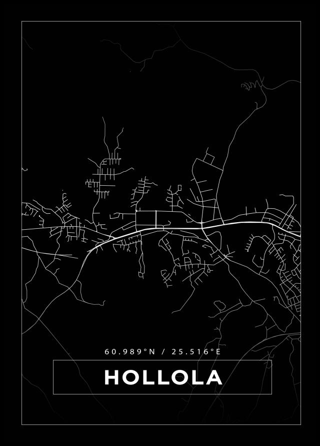 Kort - Hollola - Sort Plakat