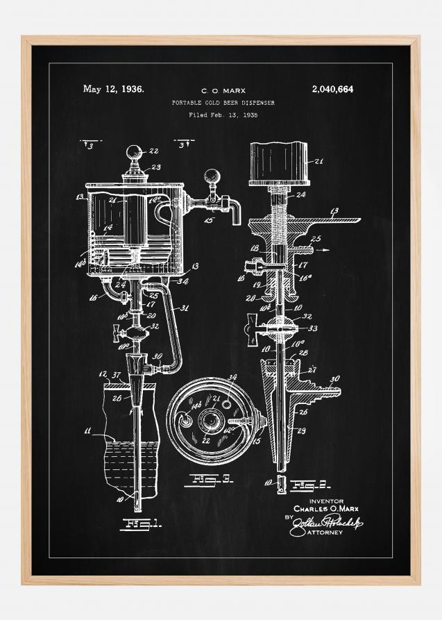 Patent Print - Portable Cold Beer Dispenser - Black Plakat