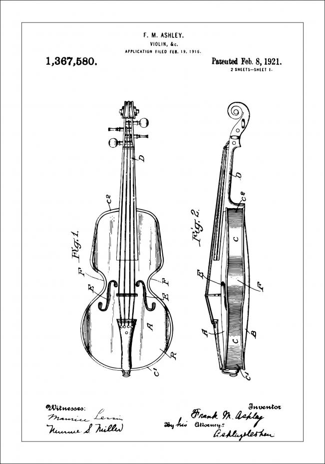 Patenttegning - Violin Plakat