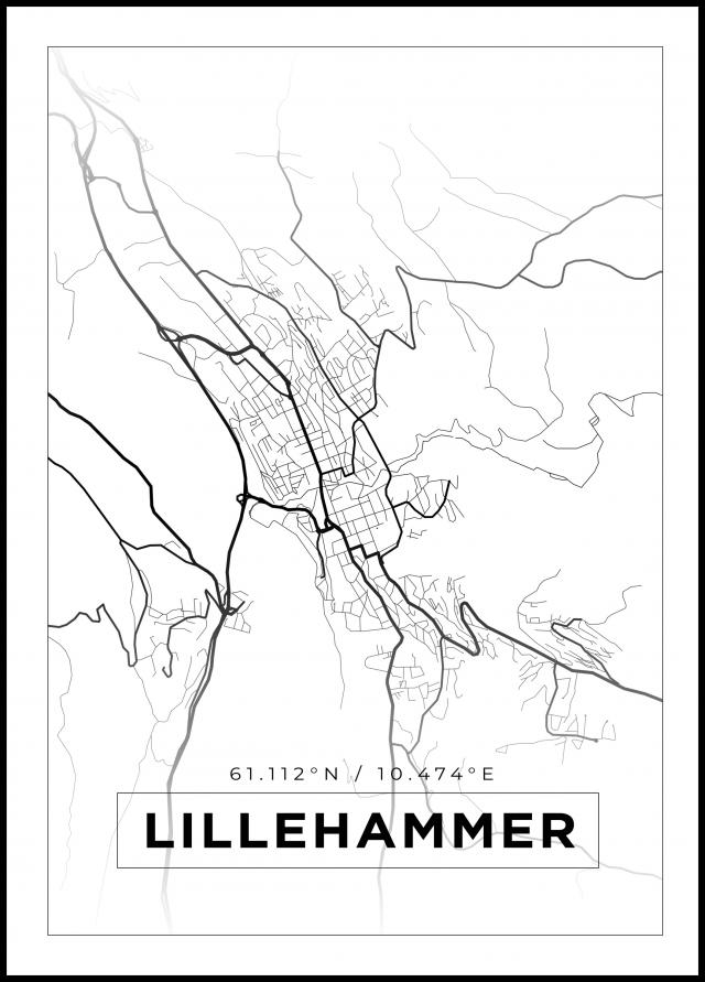 Kort - Lillehammer - Hvid Plakat