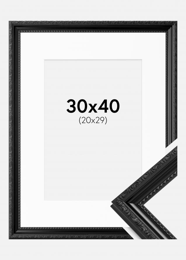 Ramme Abisko Sort 30x40 cm - Passepartout Hvid 21x30 cm
