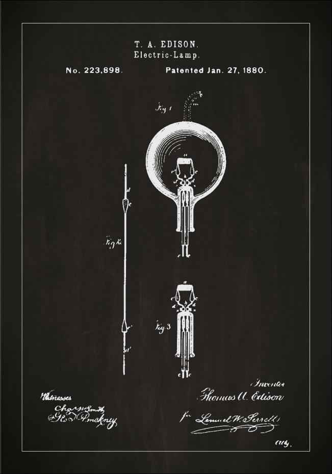 Patenttegning - Elpre B - Sort Plakat