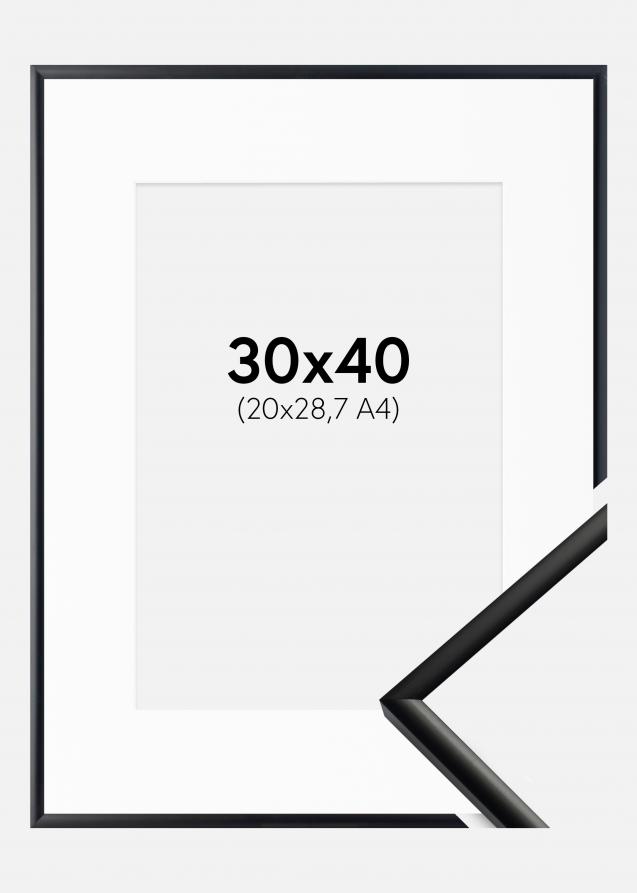Ramme New Lifestyle Mat Sort 30x40 cm - Passepartout Hvid 21x29,7 cm (A4)