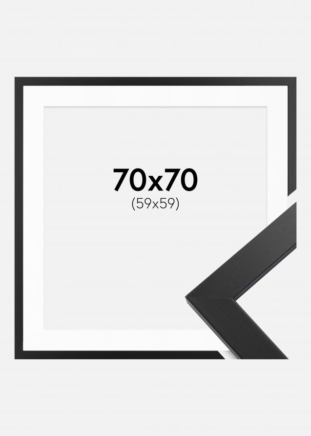 Ramme Black Wood 70x70 cm - Passepartout Hvid 60x60 cm