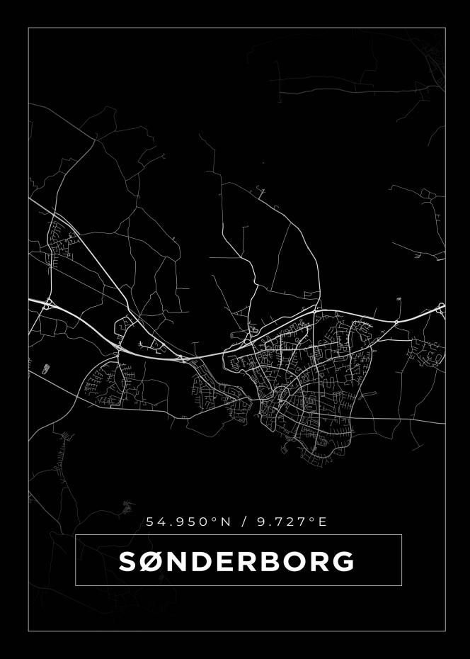 Kort - Snderborg - Sort Plakat