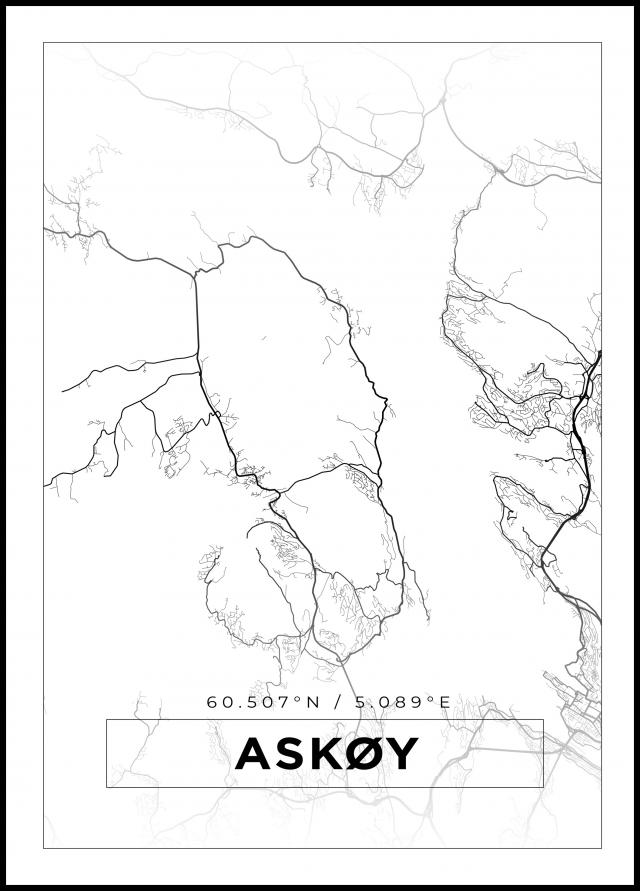 Kort - Askøy - Hvid Plakat