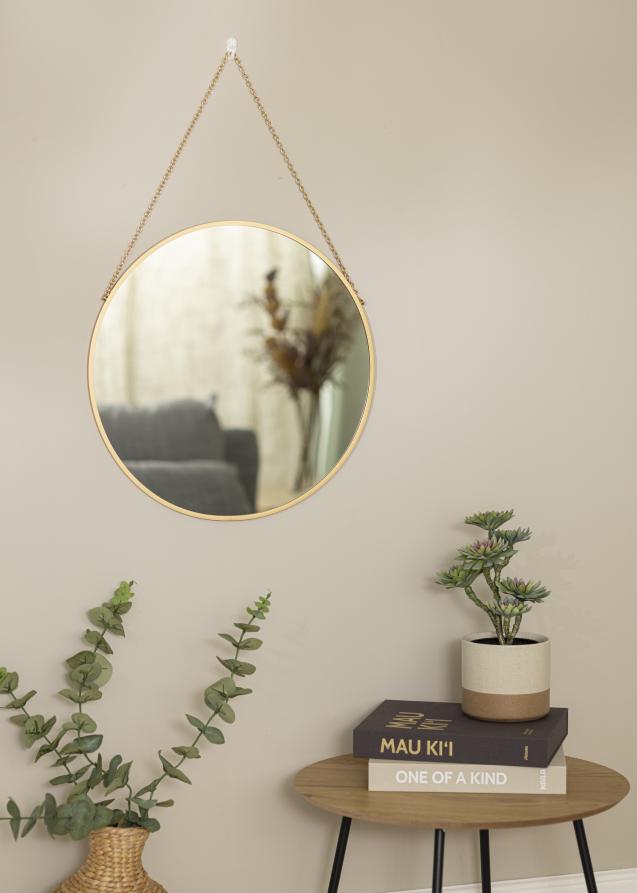 Rundt Spejl Modern Guld 51 cm Ø