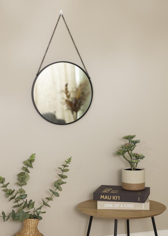 Rundt Spejl Modern Deep Sort 41 cm Ø