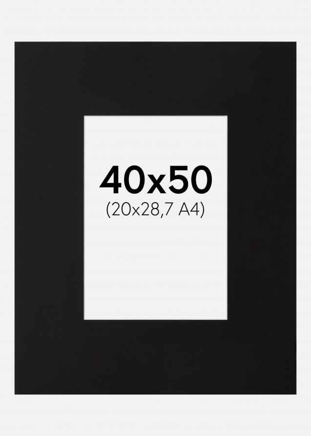 Passepartout XL Sort (Hvid kerne) 40x50 cm (20x28,7 - A4)