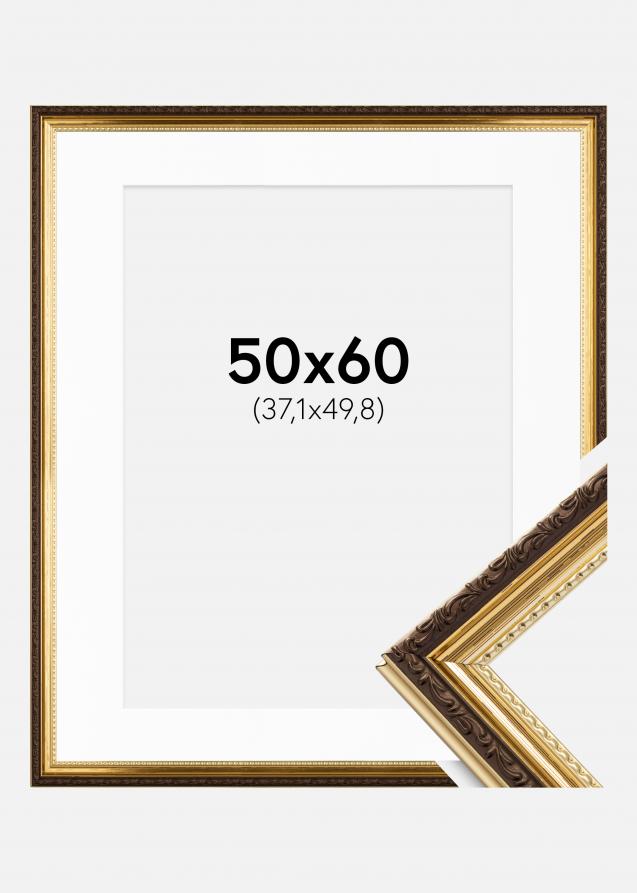 Ramme Abisko Guld 50x60 cm - Passepartout Hvid 15x20 inches (38,1x50,8 cm)