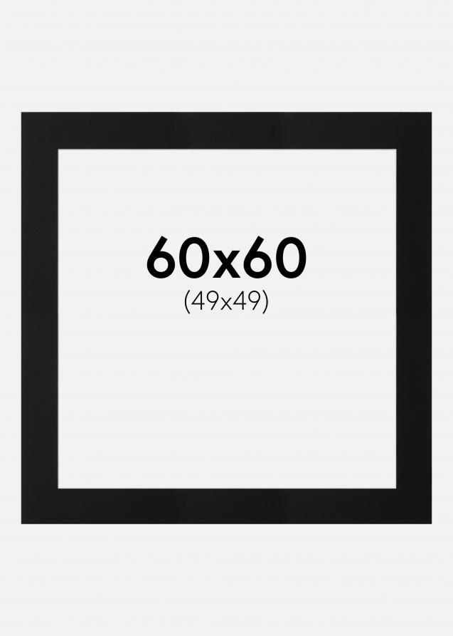 Passepartout Sort (Hvid kerne) 60x60 cm (49x49)