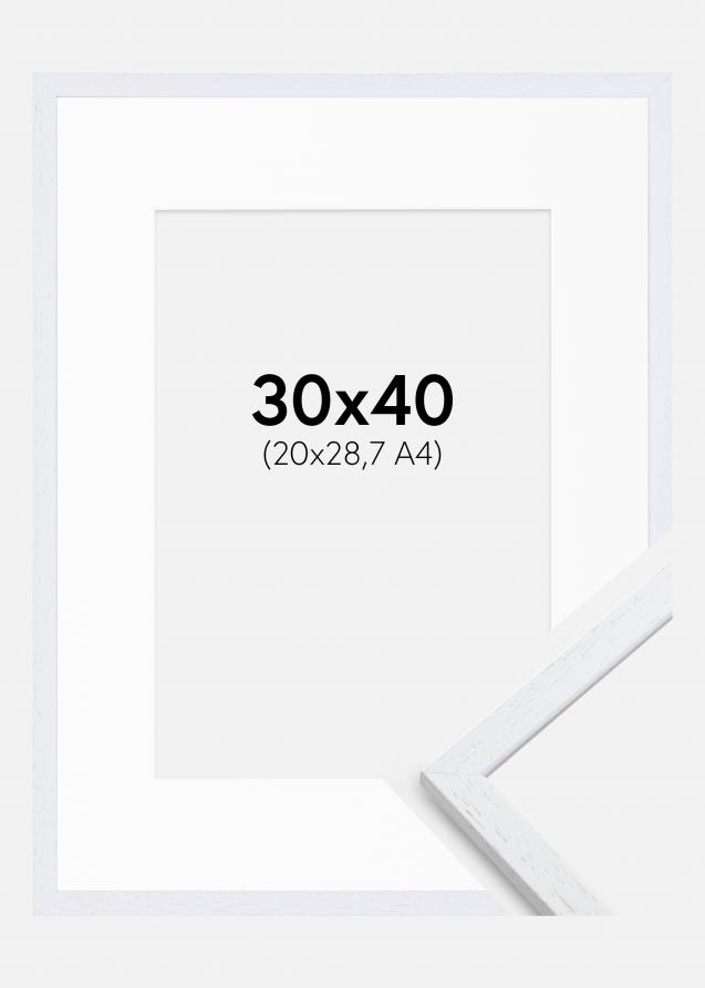 Ramme Edsbyn Warm White 30x40 cm - Passepartout Hvid 21x29,7 cm (A4)