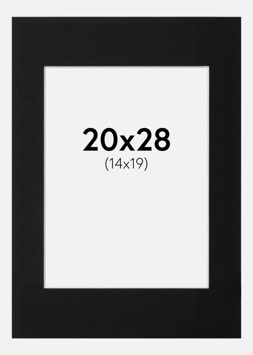 Passepartout Sort (Hvid kerne) 20x28 cm (14x19)