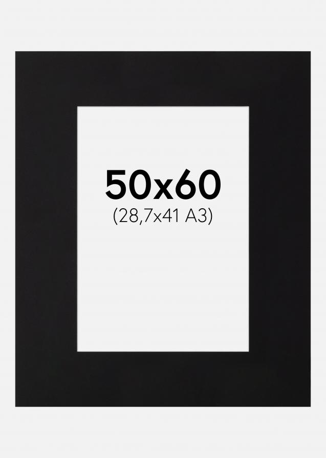 Passepartout XL Sort (Hvid kerne) 50x60 cm (29x39)