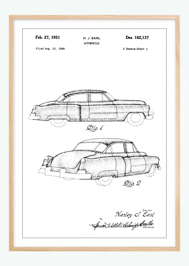 Patenttegning - Cadillac I Plakat