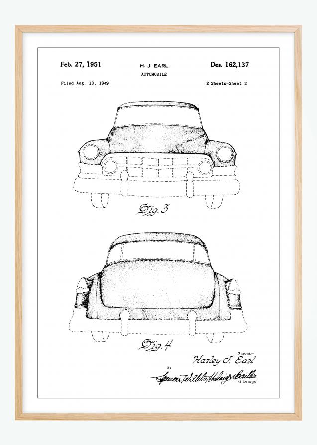 Patenttegning - Cadillac II Plakat