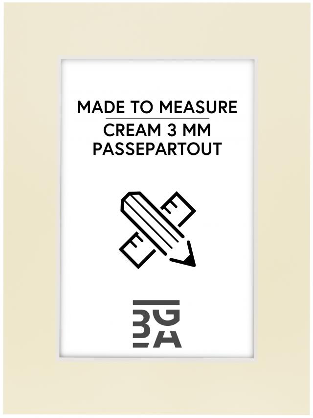 Passepartout Creme 3 mm (Hvid kerne) - Bestilt efter mål