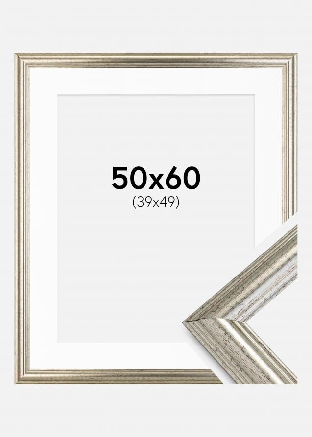 Ramme Västkusten Sølv 50x60 cm - Passepartout Hvid 40x50 cm