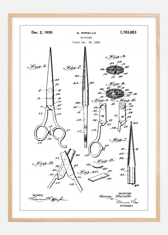 Patenttegning - Saks - Hvid Plakat