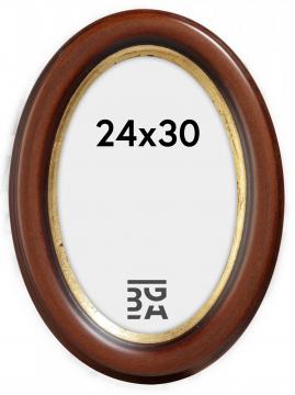 Oval ramme fra Italien til billede p 24x30 cm, tttest p motivet ses en tynd guldkant, rammen er ellers brun