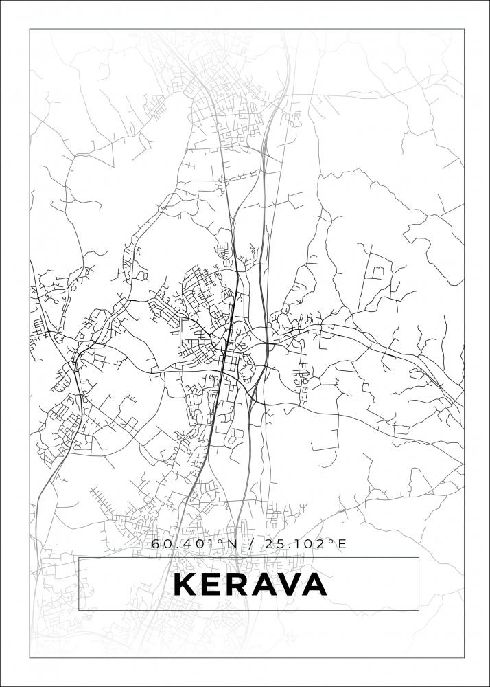 Kort - Kerava - Hvid Plakat