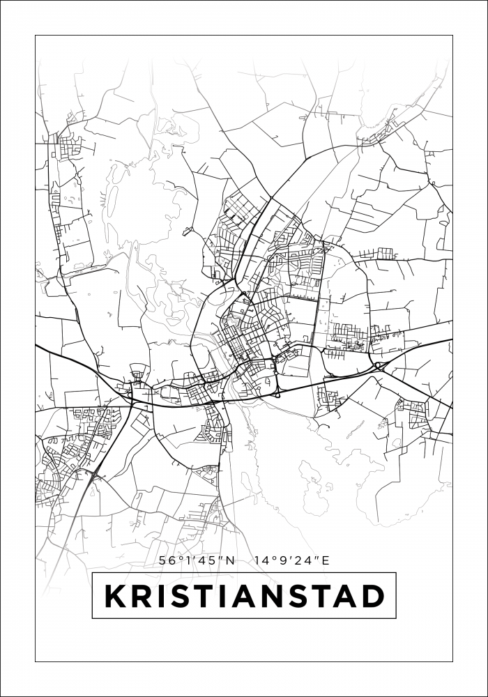 Kort - Kristianstad - Hvid Plakat