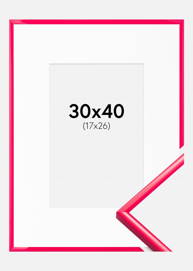 Ramme New Lifestyle Hot Pink 30x40 cm - Passepartout Hvid 18x27 cm