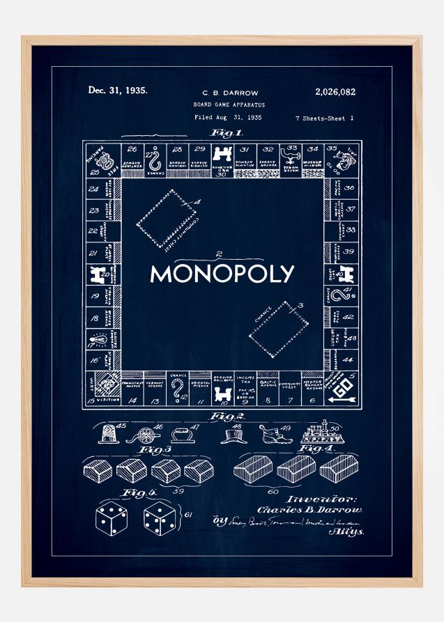 Patenttegning - Monopoly I - Blå Plakat