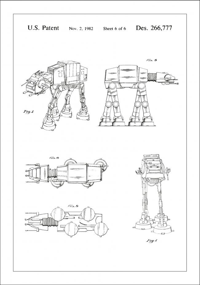 Patenttegning - Star Wars - Walker - Hvid Plakat