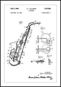 Patent Print - Saxophone - White Plakat