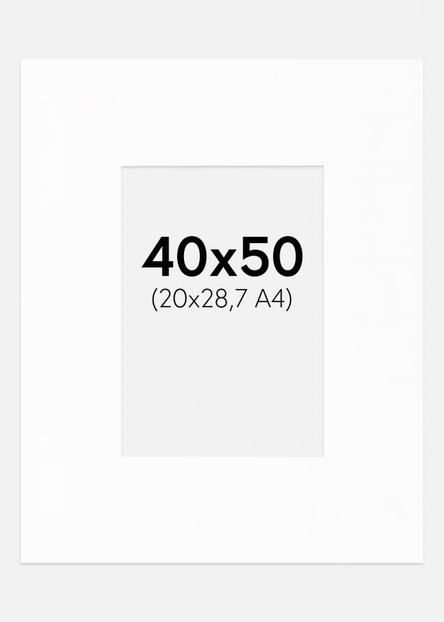 Passepartout XL Standard Hvid (Hvid Kerne) 40x50 cm (20x28,7 - A4)