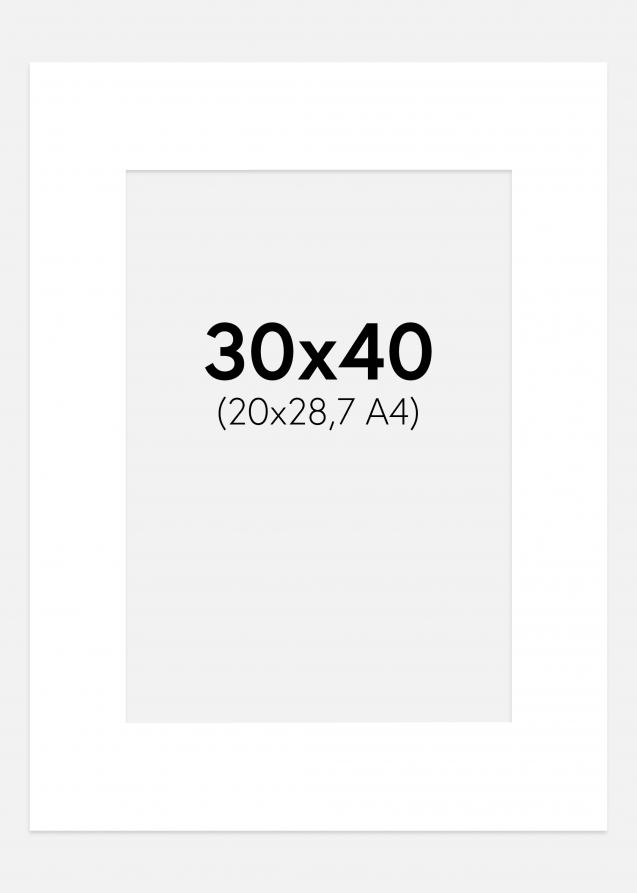 Passepartout Superhvid (Hvid Kerne) 30x40 cm (20x28,7)