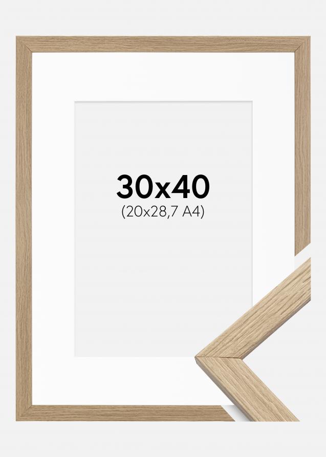 Ramme Stilren Eg 30x40 cm - Passepartout Hvid 21x29,7 cm