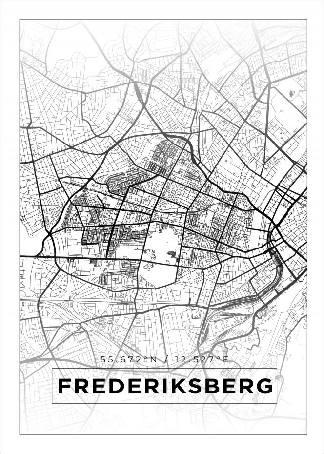 Kort - Frederiksberg - Hvid Plakat