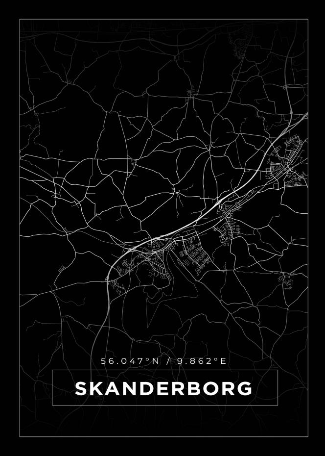Kort - Skanderborg - Sort Plakat
