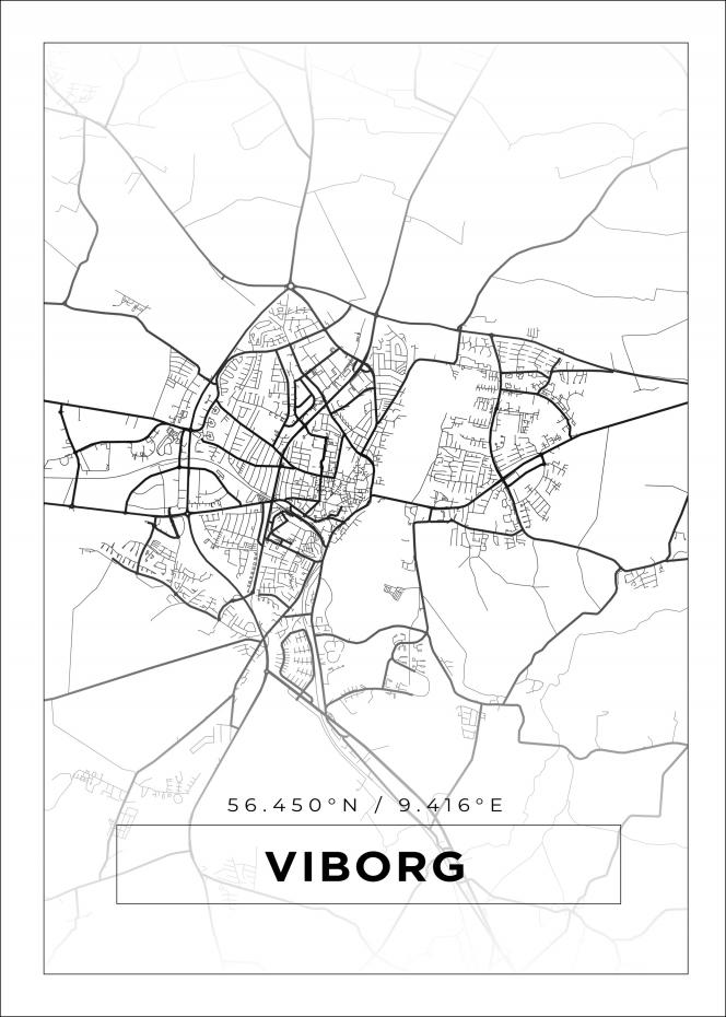 Kort - Viborg - Hvid Plakat