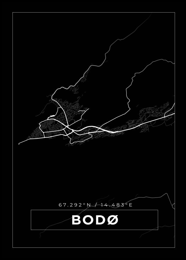 Kort - Bodø - Sort Plakat