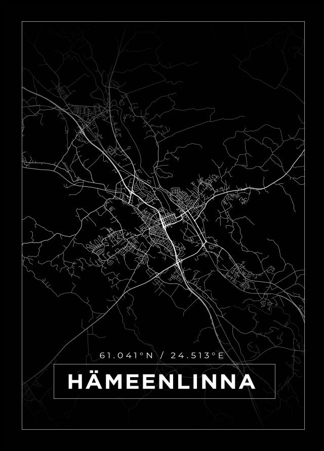 Kort - Hämeenlinna - Sort Plakat