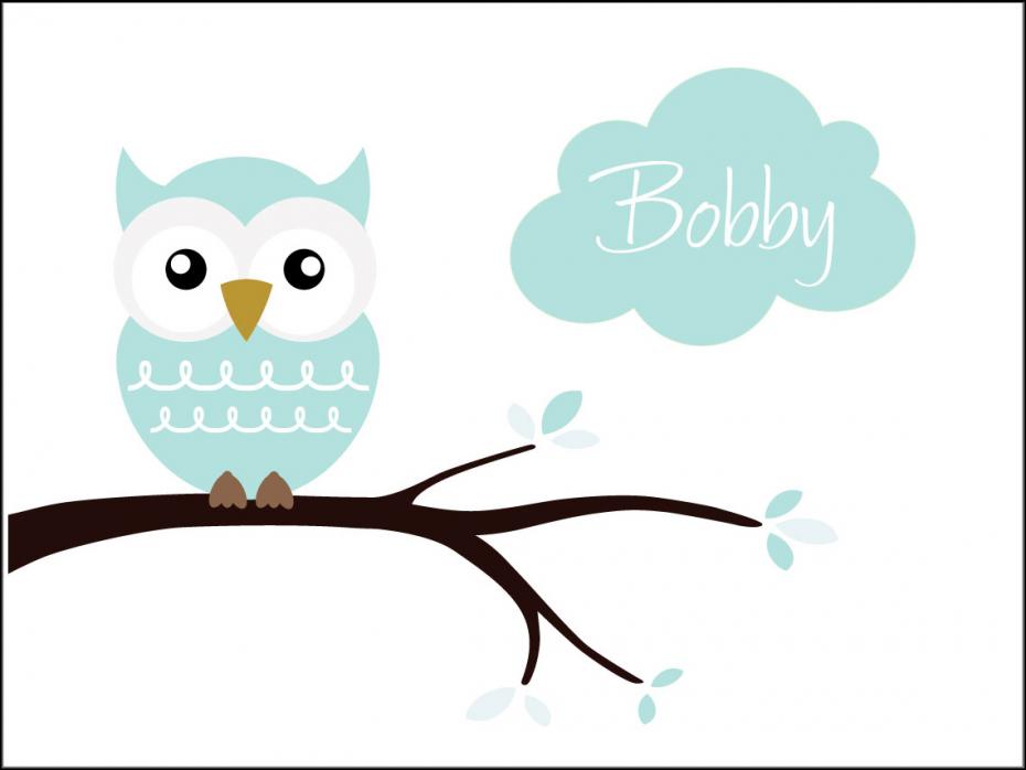 Owl Name Poster Turquoise