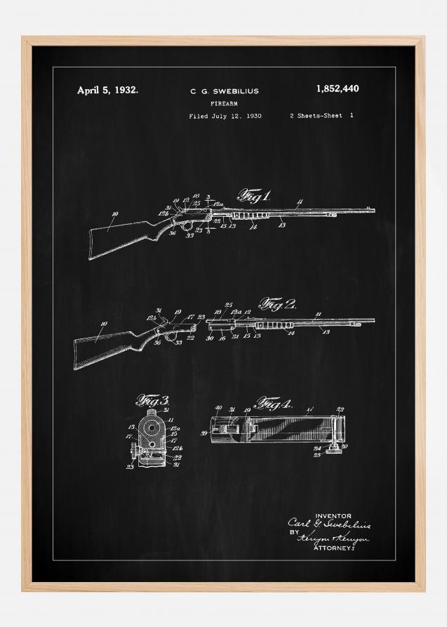 Patenttegning - Rifler I - Sort Plakat
